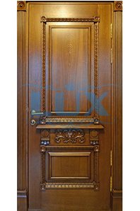 парадная металлическая дверь с отделкой массив лиственницы