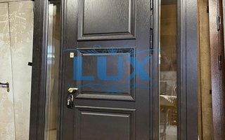 стальная дверь с двумя боковыми вставками и стеклопакетом - общий вид